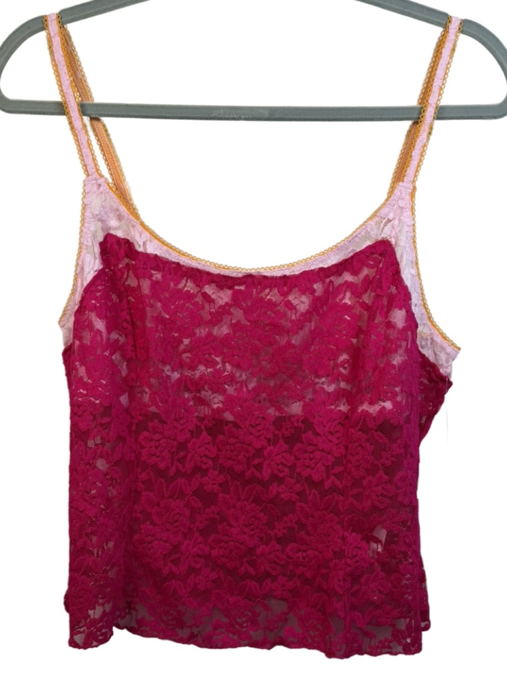 Free People Fuchsia Lace Cami Tank with Contrast Trim